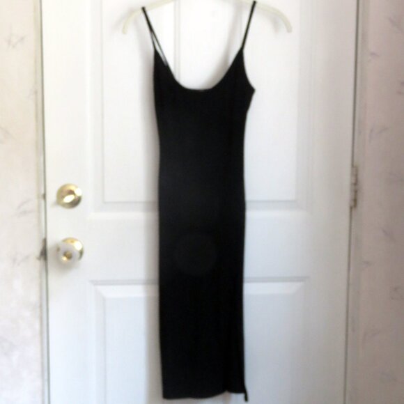 Silence + Noise XS Black Ribbed Sleeveless Scoop Neck Bodycon Midi Dress w/Slit - Picture 13 of 15